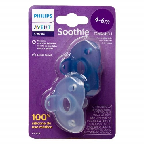 Chupeta Avent Soothie Azul Scf099/11 4- 6 Meses 2 Unidade