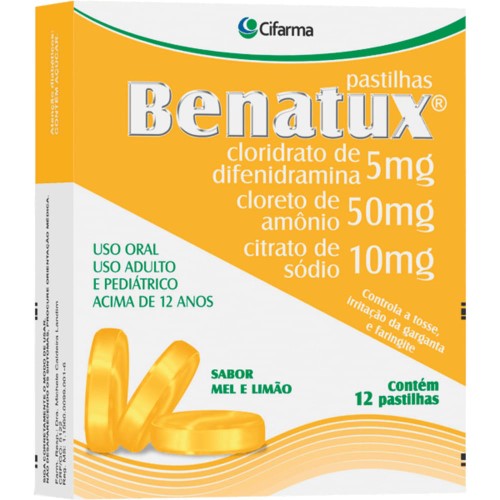 Benatux Pastilhas Sabor Mel e Limão com 12 Unidades