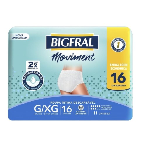 Roupa Íntima Bigfral Moviment G/XG 16 Unidades