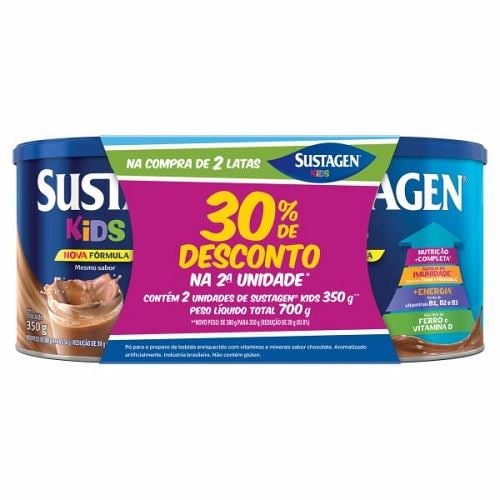 Complemento Alimentar Sustagen Kids Chocolate 2 Unidades de 350g Cada