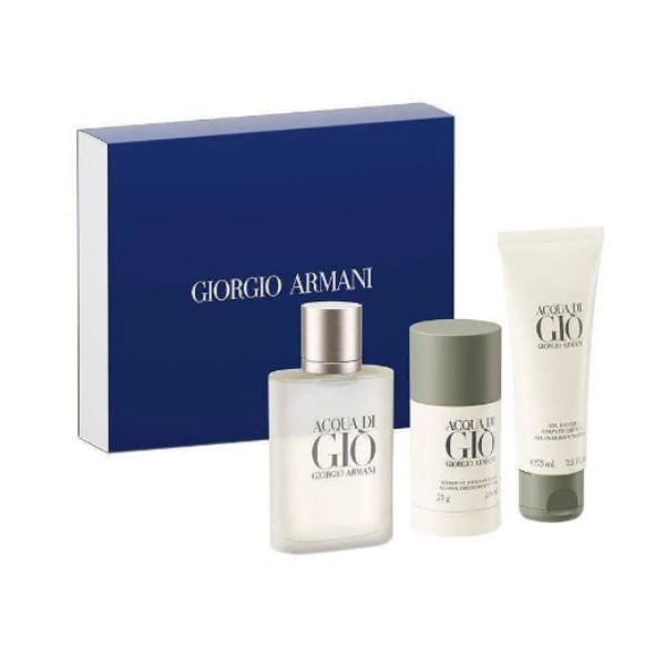 Conjunto Acqua di Giò Giorgio Armani Masculino - Eau de Toilette 75ml + Eau de Toilette 15ml + Body Balm 75ml