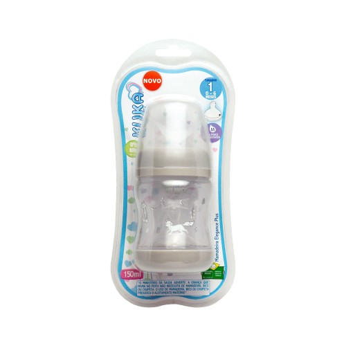 Mamadeira Kuka Elegance Plus 0 a 6 meses Cinza 150ml