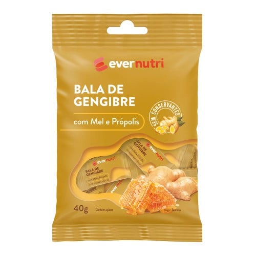 Bala de Gengibre Ever Nutri com Mel e Própolis 40g