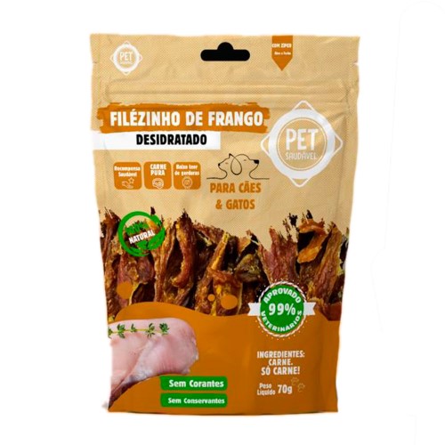 Petisco para Cães e Gatos Pet Saudável Filézinho de Frango Desidratado 70g