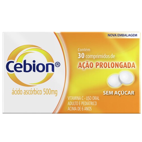 Cebion 500mg Vitamina C com 30 Comprimidos de Ação Prolongada