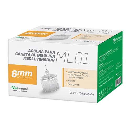 Agulha Descartável ML01 MedLevensohn 6mm com 100 Unidades