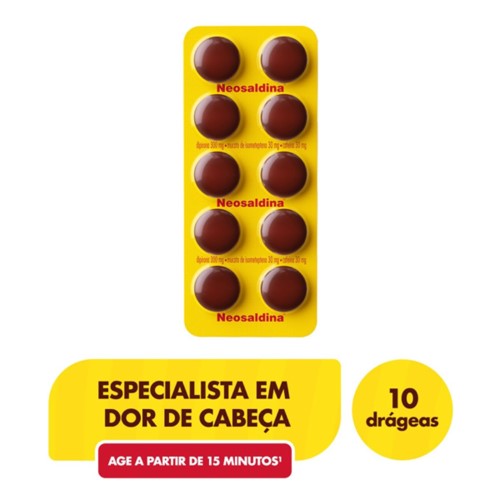 Neosaldina Dipirona 300mg + Mucato de Isometepteno 30mg + Cafeína 30mg 10 drágeas