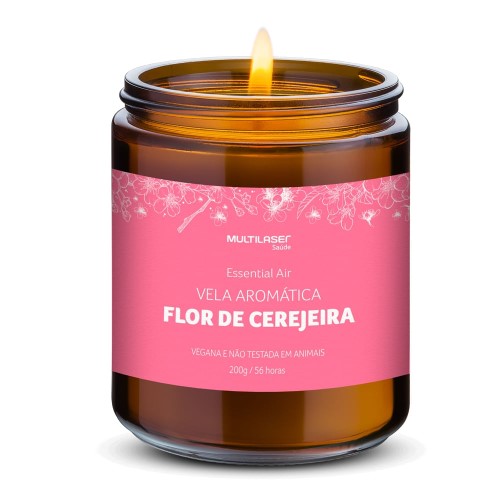 Vela Aromática de Flor de Cerejeira - 200g - Multilaser Saúde - HC523