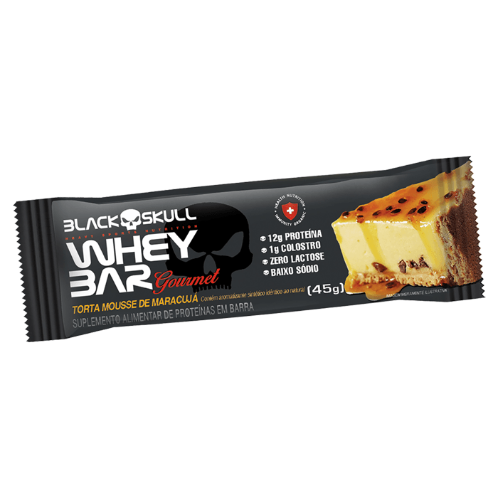 Barra de Proteína Whey Bar Gourmet Black Skull Sabor Torta Mousse de Maracujá 45g