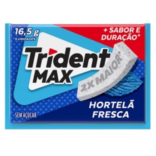 Trident Max Chiclete Sem Açúcar Hortelã Fresca 16,5g