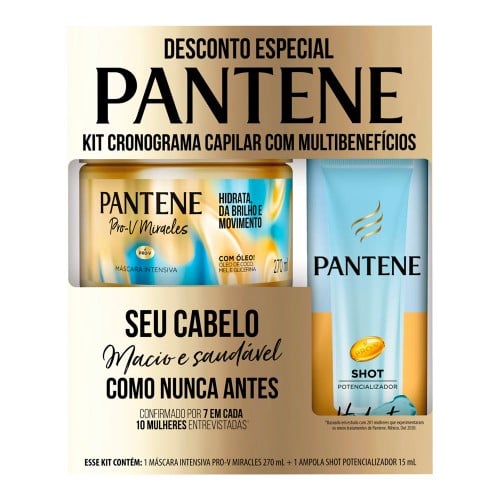 Máscara Intensiva Pantene Pro-V Miracles Hidrata 270ml + Shot Potencializador Pantene 15ml