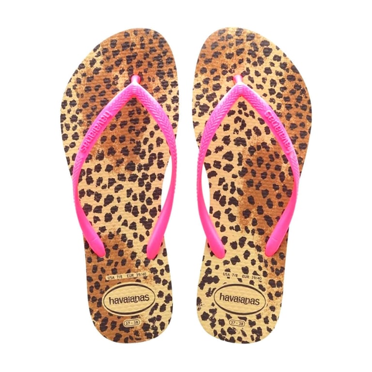 Chinelo Havaianas Slim Animals Areia/Rosa 33/34