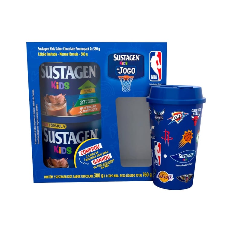 Complemento Alimentar Sustagen Kids Chocolate Pack Nba Com 2 Unidades 380g