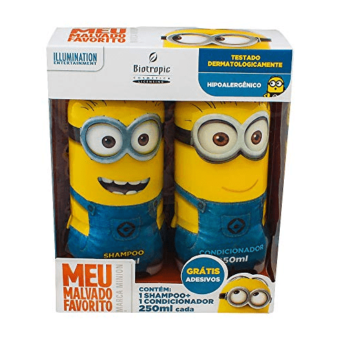 Shampoo + Condicionador Minions 250ml Grátis Adesivos