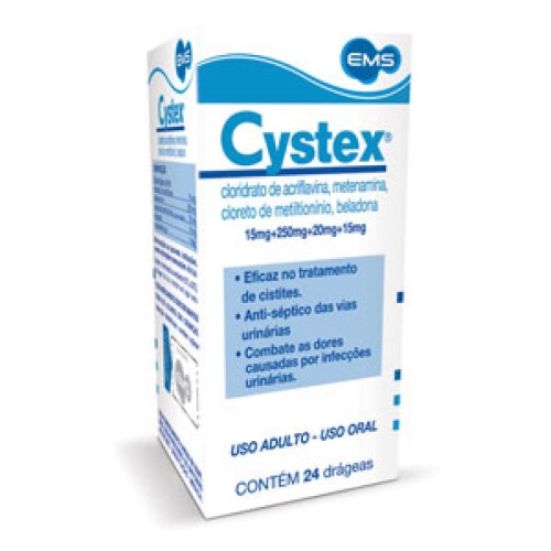 Cystex Cloridrato de Acriflavina 15mg + Metenamina 250mg + Cloreto de Metiltionínio 20mg + Atropa Belladonna L. 15mg 24 drágeas