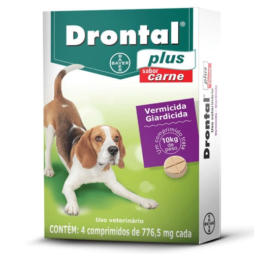 Drontal Plus 776,5mg para Cães Sabor Carne Vermicida com 4 Comprimidos