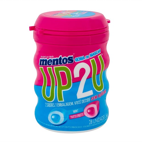 Mentos Up2U Chiclete Sem Açúcar Sabor Menta e Tutti-Frutti com 28 unidades