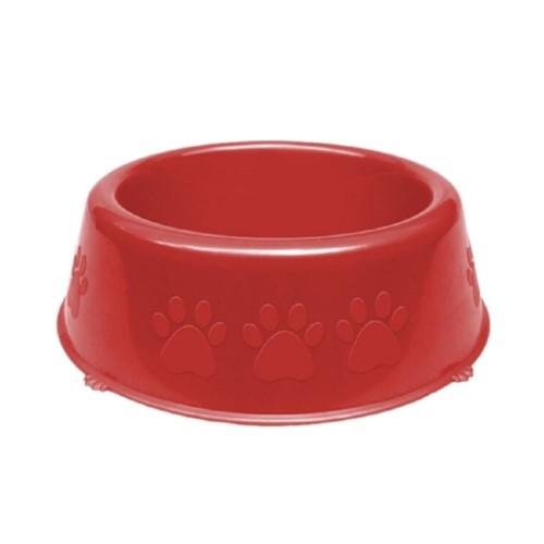 Comedouro Pet Injet Patinhas Raça Pequeno Vermelho 600ml