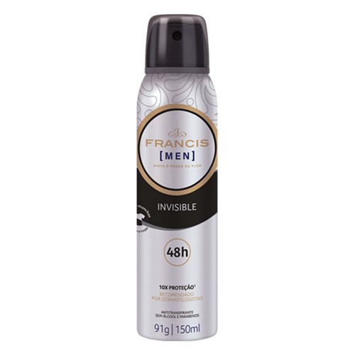 Desodorante Aerosol Francis Men Invisible 48hs 150ml