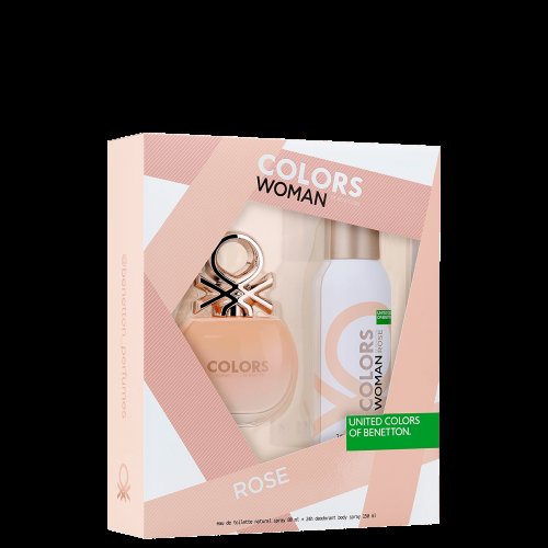 Conjunto Colors Woman Rose Benetton Feminino - Eau de Toilette 80ml + Desodorante Corporal 150ml)