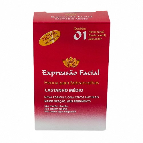 Henna para Sobrancelhas Expressão Facial Castanho Médio kit