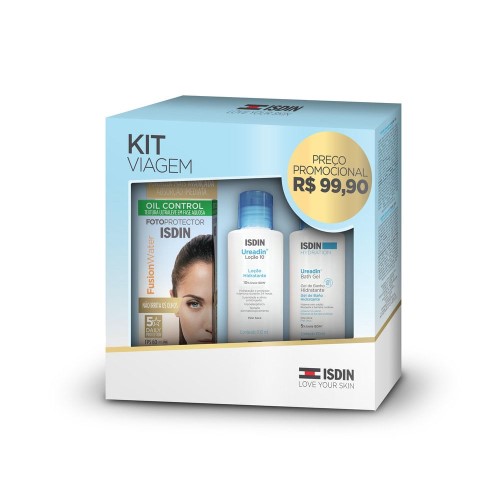 Kit Viagem ISDIN: Protetor Solar Facial FPS60 30ml + Gel de Banho 100ml + Loção Corporal 100ml