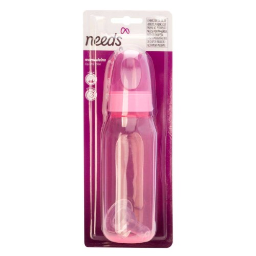 Mamadeira Needs Big Clean Rosa com 1 unidade capacidade 220ml