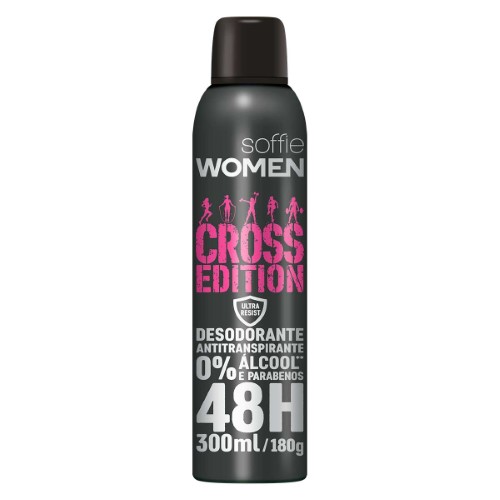 Desodorante Soffie Women Cross Edition Aerossol Antitranspirante 48h com 300ml