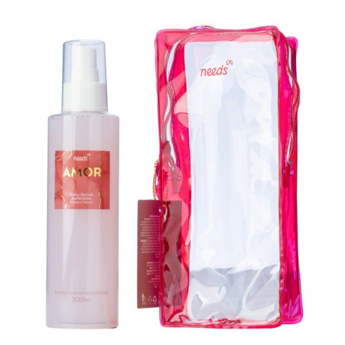 Body Splash Iluminador Needs Amor Rosas e Peônia 200ml + Necessaire