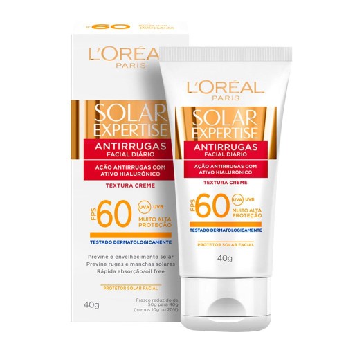 Protetor Solar Facial Loréal Solar Expertise Antirrugas FPS 60 40g