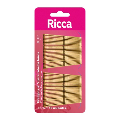 Grampos para Cabelo Loiro Ricca Nº 5 com 50 unidades