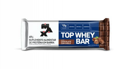 Barra de Proteína Top Whey Bar Max Titanium Sabor Chocolate com Avelã 41g