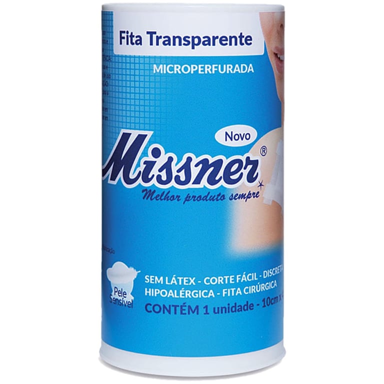 Fita Hipoalérgica Missner Transparente Microperfurada 10cm x 4,5m