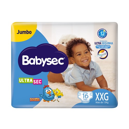 Fralda BabySec Galinha Pintadinha Ultra Sec Jumbo XXG 16 unidades