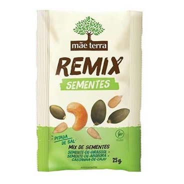 Mix de Sementes Mãe Terra Remix Sementes de Abóbora, Girassol, Castanha-de-Caju com 25g