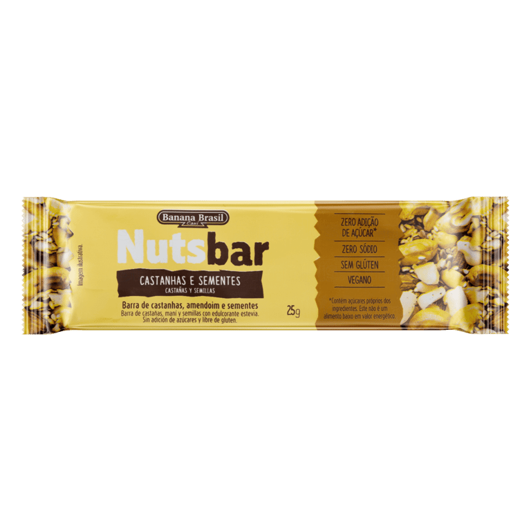 Barra de cereal Banana Brasil Nuts-Bar Castanhas e sementes 25g