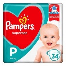 Fralda Descartável Pampers Supersec Pacotão P 34 Unidades