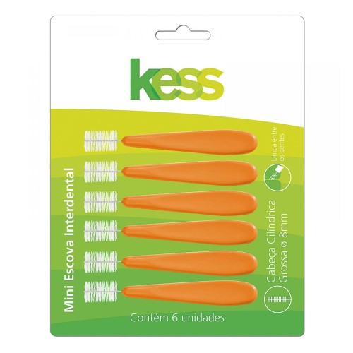 Mini Escova Interdental Kess Cilíndrica Grossa 8mm 6 Unidades