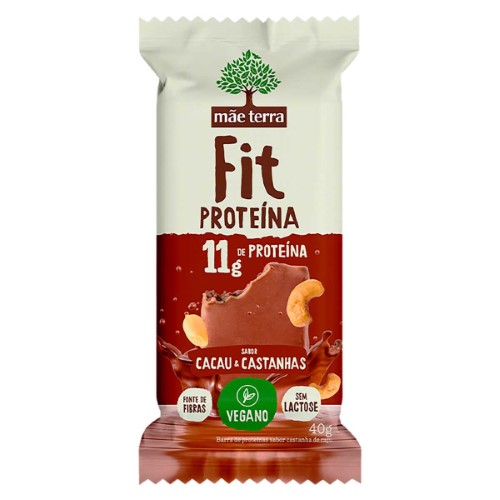 Barra De Proteína Mãe Terra Fit Cacau e Castanha 40g