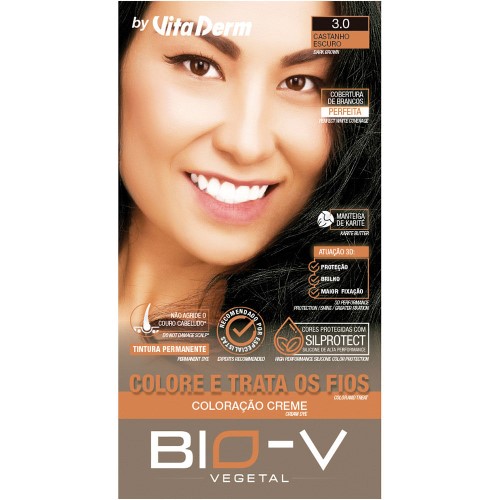 Coloração Creme Bio-V Vita Derm 3.0 Castanho Escuro