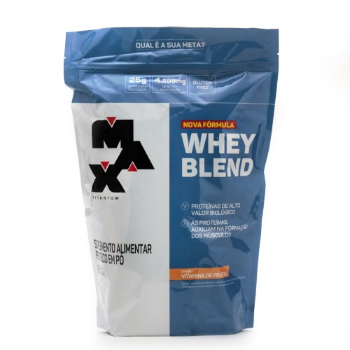 Suplemento Alimentar Protéico em Pó Whey Blend Max Titanium Sabor Vitamina de Frutas 900g