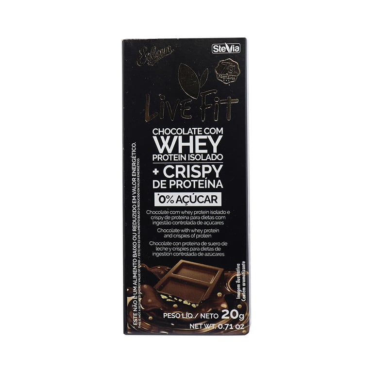 Tablete Live Fit ao leite Whey Protein zero açúcar 20g