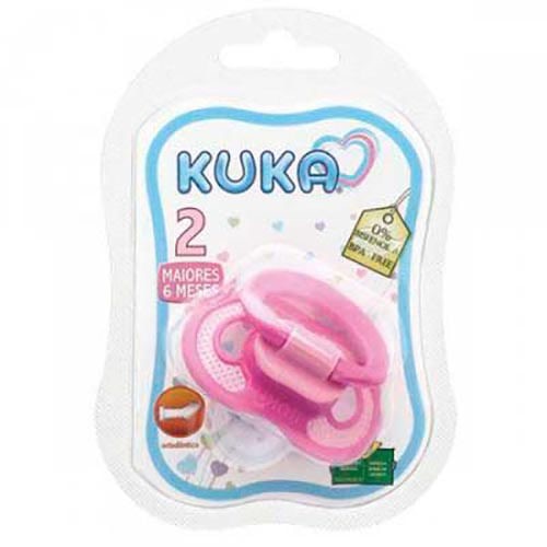 Chupeta Kuka Ortodôntica Super Ventilada Rosa Fase 2 com 1 unidade