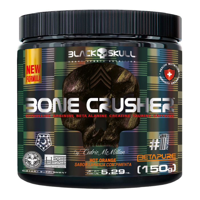 Pré Treino Black Skull Bone Crusher Laranja Com Pimenta 150g