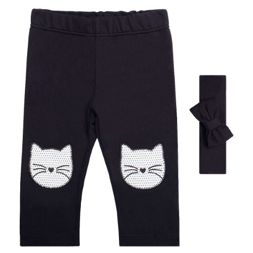 Legging c/ Faixa de cabelo para bebe em cotton Meow Meow - Petit