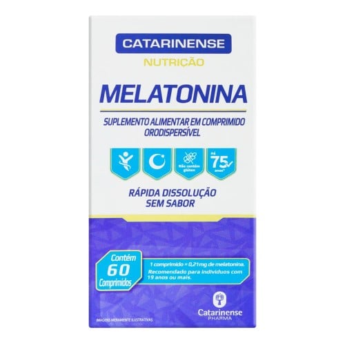 Suplemento Alimentar Melatonina Catarinense 0,21mg Nutrição com 60 Comprimidos