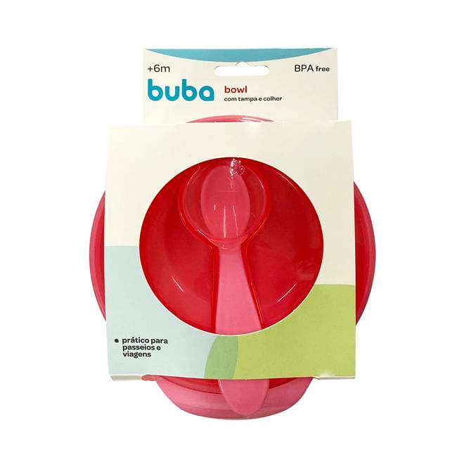 Bowl com Tampa e Colher Rosa (6m+) - Buba