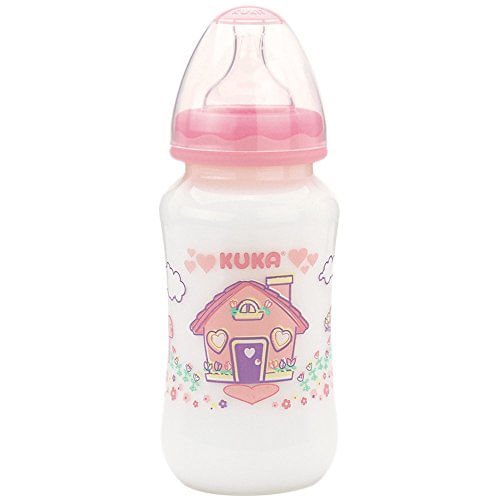 Mamadeira Kuka Natural Plus 6+ meses, big, rosa com capacidade de 330mL