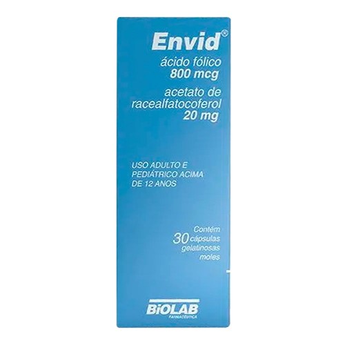 Envid Acido Folico 800mcg + Acetato de Tocoferol 20mg 30 cápsulas