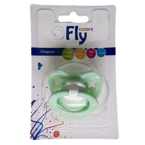 Chupeta Fly Colors Bico de Silicone Ortodôntica Tamanho 1 Estrela Cores Sortidas Ref 176